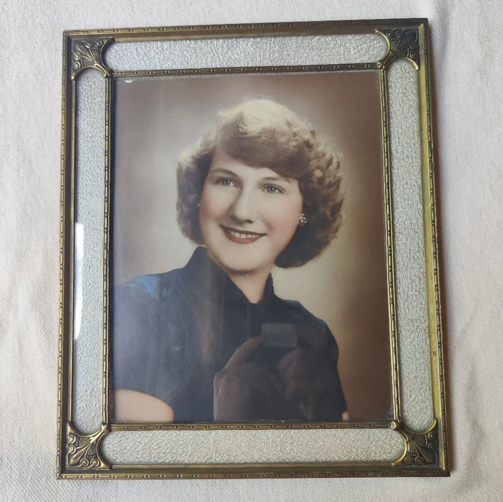 30s 40s 8x10 Picture Frame Ornate Art Deco Nouveau Brass Scroll Fan Regency
